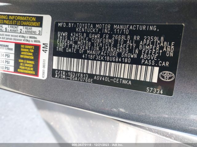 Photo 8 VIN: 4T1BF3EK1BU684180 - TOYOTA CAMRY 