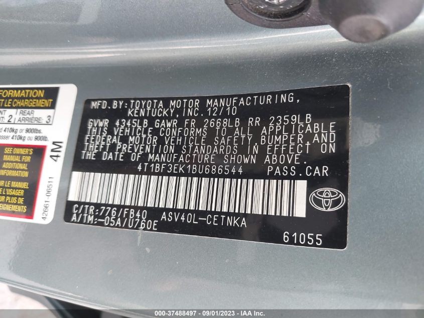 Photo 8 VIN: 4T1BF3EK1BU686544 - TOYOTA CAMRY 