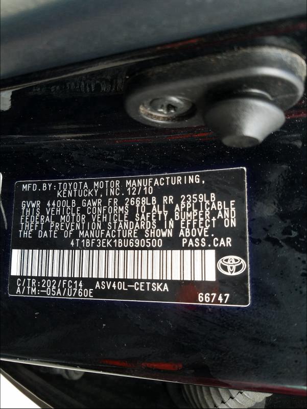 Photo 9 VIN: 4T1BF3EK1BU690500 - TOYOTA CAMRY BASE 