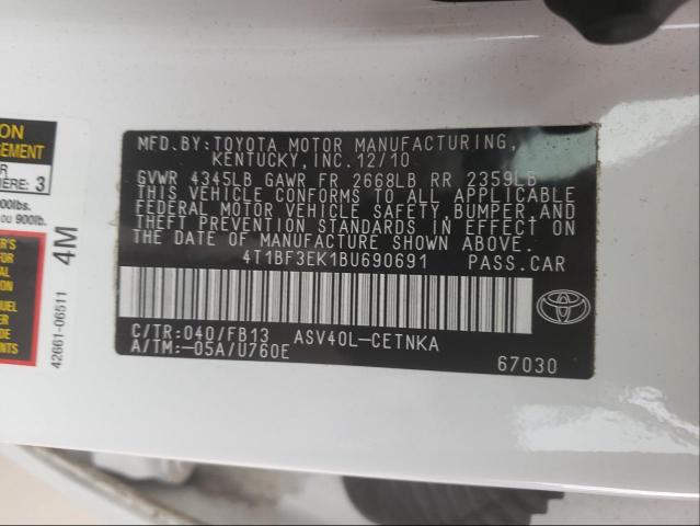 Photo 9 VIN: 4T1BF3EK1BU690691 - TOYOTA CAMRY BASE 