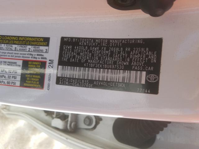 Photo 9 VIN: 4T1BF3EK1BU697530 - TOYOTA CAMRY BASE 