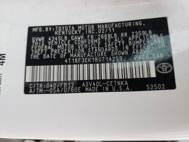 Photo 11 VIN: 4T1BF3EK1BU714259 - TOYOTA CAMRY BASE 