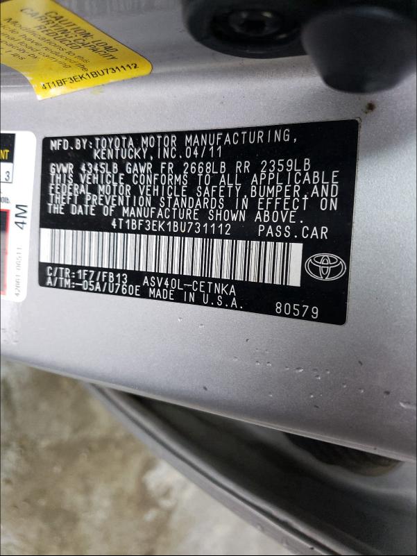 Photo 9 VIN: 4T1BF3EK1BU731112 - TOYOTA CAMRY BASE 