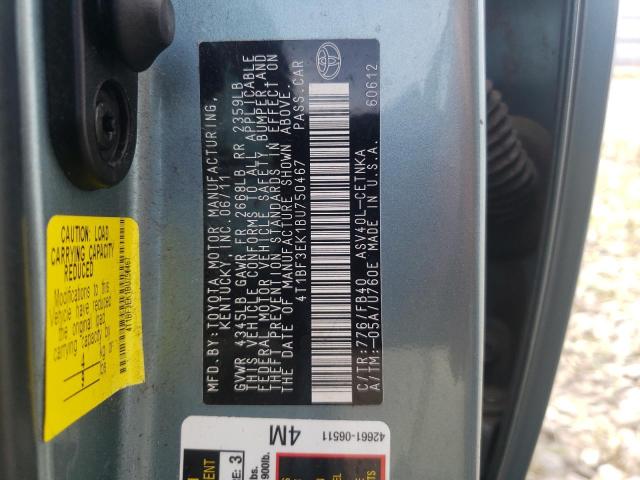 Photo 9 VIN: 4T1BF3EK1BU750467 - TOYOTA CAMRY BASE 