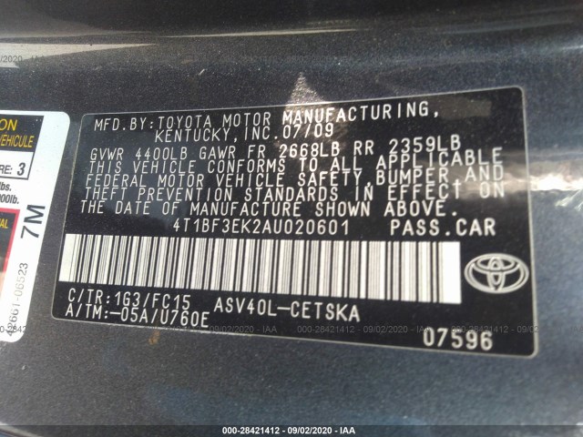 Photo 8 VIN: 4T1BF3EK2AU020601 - TOYOTA CAMRY 