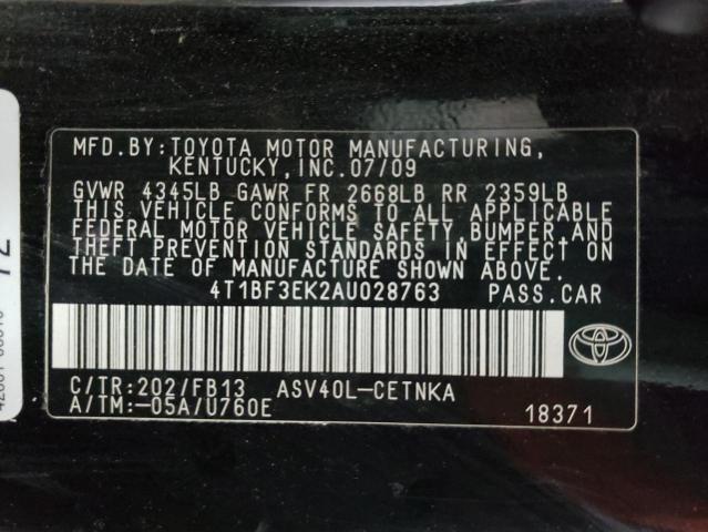 Photo 11 VIN: 4T1BF3EK2AU028763 - TOYOTA CAMRY BASE 