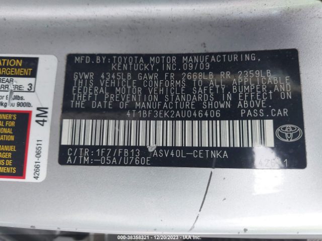 Photo 8 VIN: 4T1BF3EK2AU046406 - TOYOTA CAMRY 