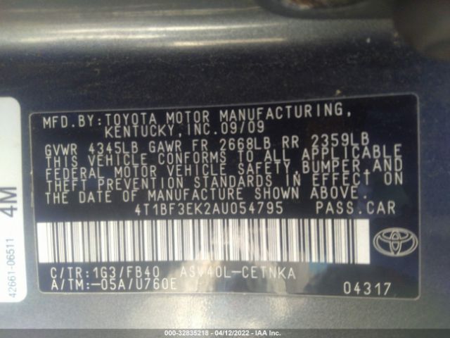 Photo 8 VIN: 4T1BF3EK2AU054795 - TOYOTA CAMRY 