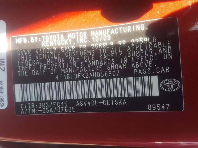 Photo 9 VIN: 4T1BF3EK2AU058507 - TOYOTA CAMRY BASE 