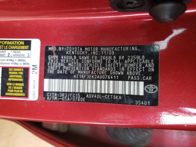 Photo 9 VIN: 4T1BF3EK2AU076411 - TOYOTA CAMRY BASE 