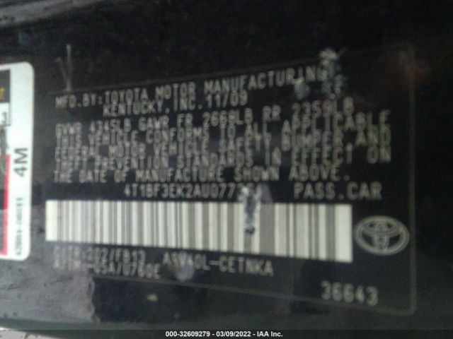 Photo 8 VIN: 4T1BF3EK2AU077364 - TOYOTA CAMRY 