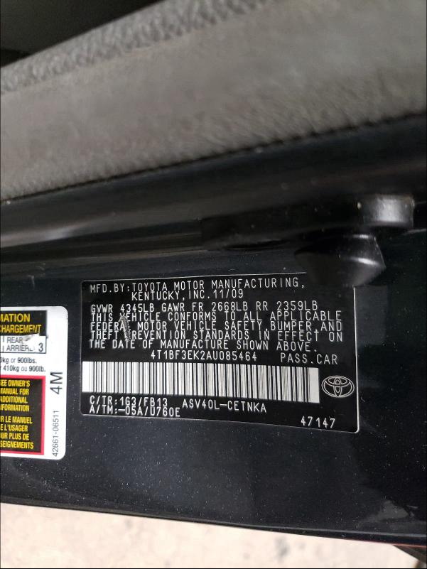 Photo 9 VIN: 4T1BF3EK2AU085464 - TOYOTA CAMRY BASE 