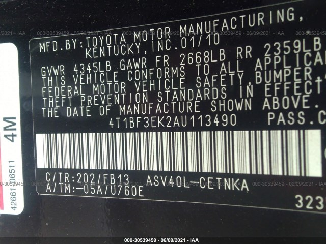 Photo 8 VIN: 4T1BF3EK2AU113490 - TOYOTA CAMRY 