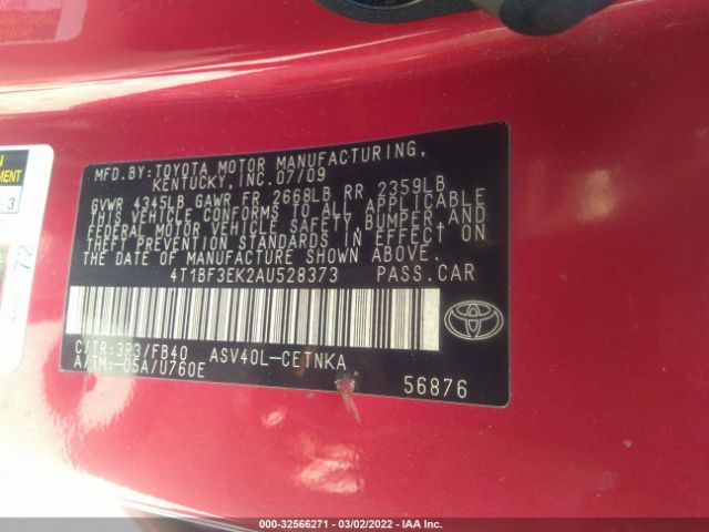 Photo 8 VIN: 4T1BF3EK2AU528373 - TOYOTA CAMRY 