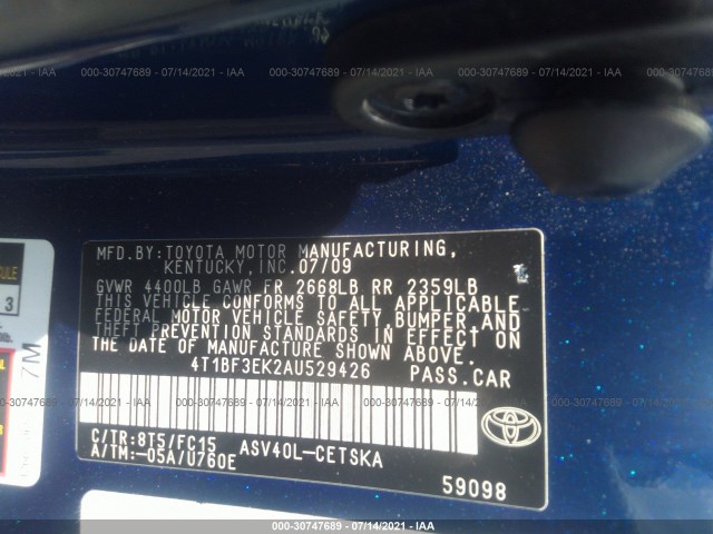 Photo 8 VIN: 4T1BF3EK2AU529426 - TOYOTA CAMRY 