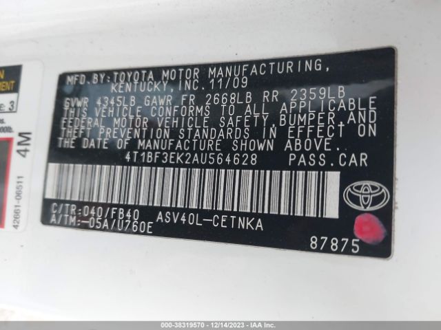 Photo 8 VIN: 4T1BF3EK2AU564628 - TOYOTA CAMRY 