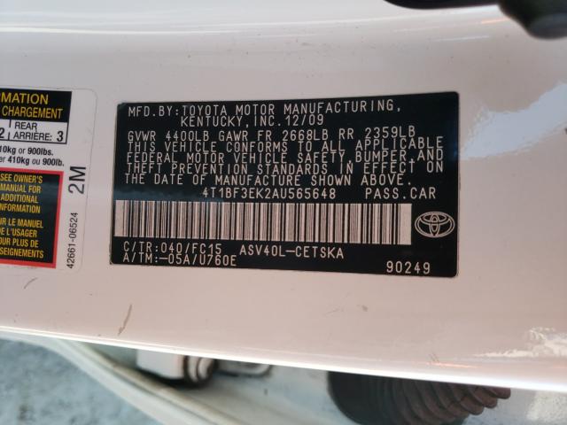 Photo 9 VIN: 4T1BF3EK2AU565648 - TOYOTA CAMRY BASE 