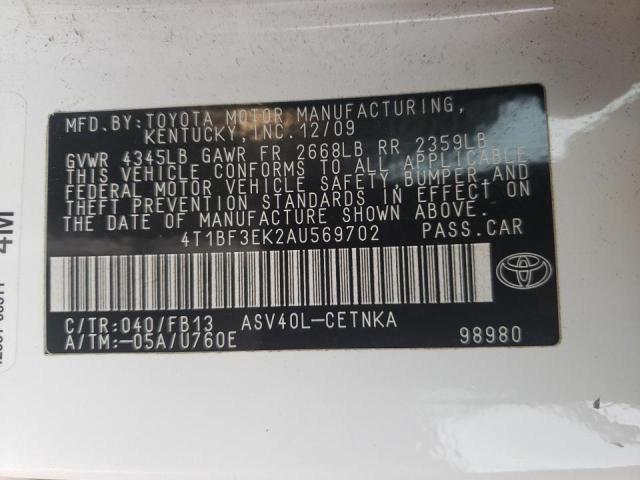 Photo 9 VIN: 4T1BF3EK2AU569702 - TOYOTA CAMRY BASE 