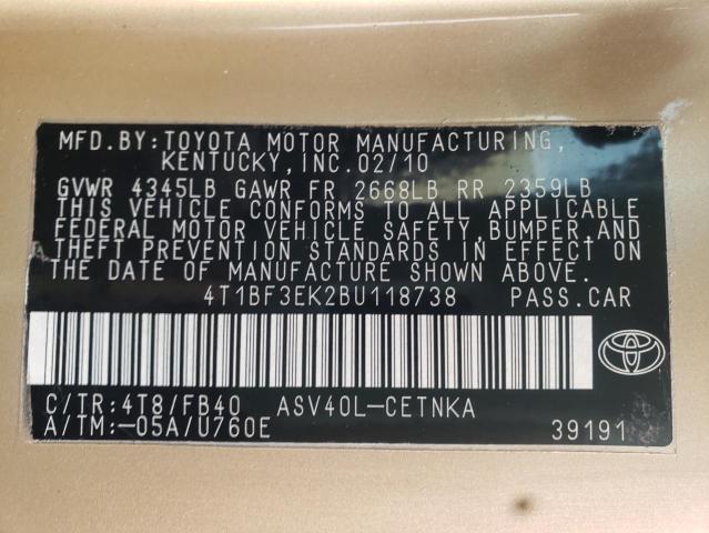 Photo 9 VIN: 4T1BF3EK2BU118738 - TOYOTA CAMRY BASE 