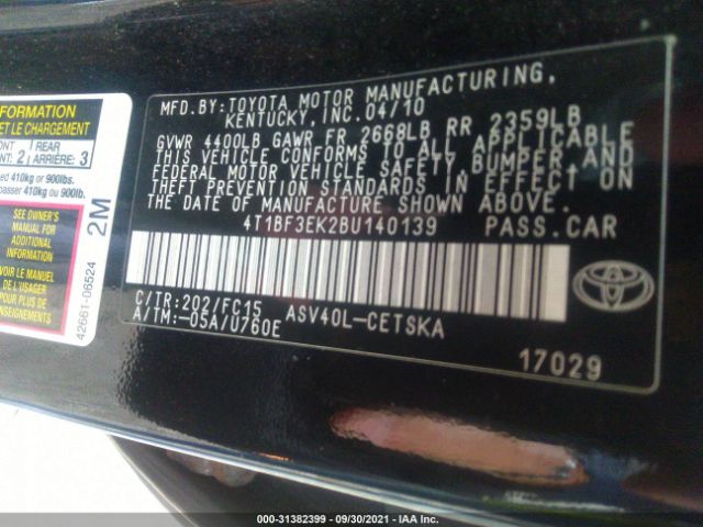 Photo 8 VIN: 4T1BF3EK2BU140139 - TOYOTA CAMRY 