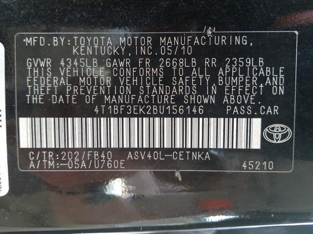 Photo 9 VIN: 4T1BF3EK2BU156146 - TOYOTA CAMRY BASE 