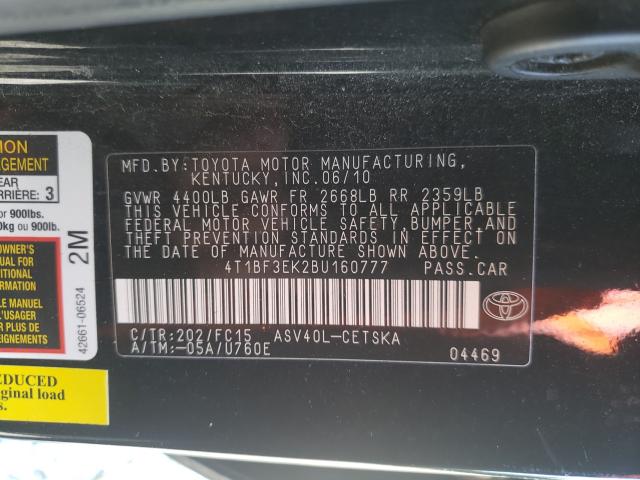 Photo 9 VIN: 4T1BF3EK2BU160777 - TOYOTA CAMRY BASE 