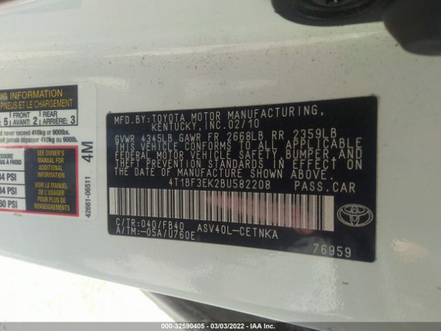 Photo 8 VIN: 4T1BF3EK2BU582208 - TOYOTA CAMRY 