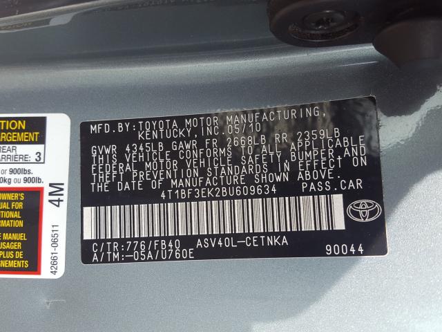 Photo 9 VIN: 4T1BF3EK2BU609634 - TOYOTA CAMRY BASE 