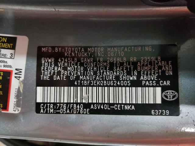 Photo 9 VIN: 4T1BF3EK2BU624005 - TOYOTA CAMRY BASE 