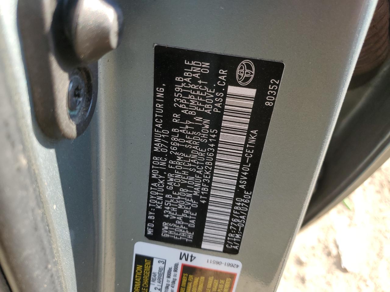 Photo 12 VIN: 4T1BF3EK2BU634145 - TOYOTA CAMRY 