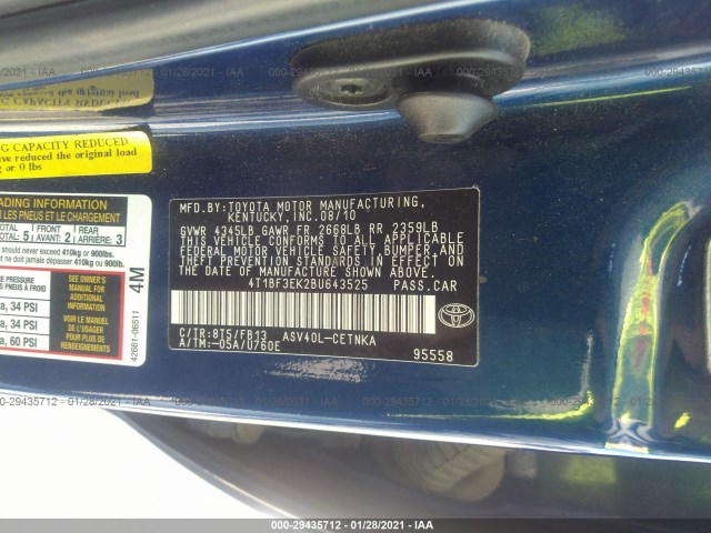 Photo 8 VIN: 4T1BF3EK2BU643525 - TOYOTA CAMRY 