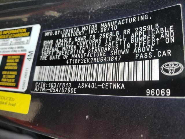 Photo 9 VIN: 4T1BF3EK2BU643847 - TOYOTA CAMRY BASE 