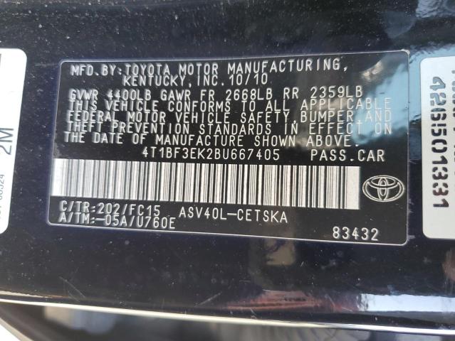 Photo 11 VIN: 4T1BF3EK2BU667405 - TOYOTA CAMRY BASE 