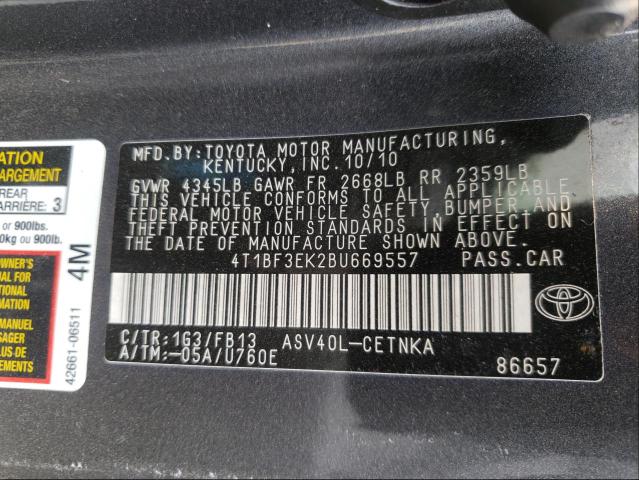 Photo 9 VIN: 4T1BF3EK2BU669557 - TOYOTA CAMRY BASE 