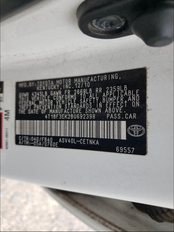 Photo 9 VIN: 4T1BF3EK2BU692398 - TOYOTA CAMRY BASE 