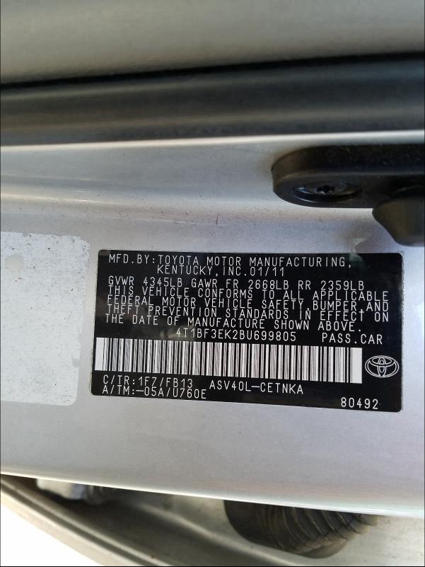 Photo 9 VIN: 4T1BF3EK2BU699805 - TOYOTA CAMRY BASE 