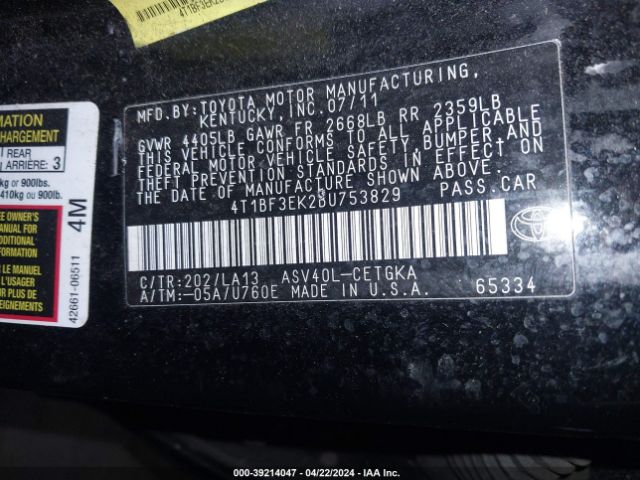 Photo 8 VIN: 4T1BF3EK2BU753829 - TOYOTA CAMRY 