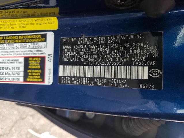 Photo 9 VIN: 4T1BF3EK2BU769657 - TOYOTA CAMRY BASE 