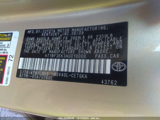 Photo 8 VIN: 4T1BF3EK3AU010000 - TOYOTA CAMRY 