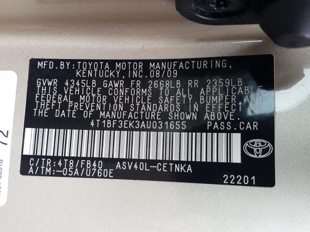 Photo 9 VIN: 4T1BF3EK3AU031655 - TOYOTA CAMRY BASE 