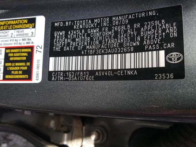 Photo 9 VIN: 4T1BF3EK3AU032658 - TOYOTA CAMRY BASE 