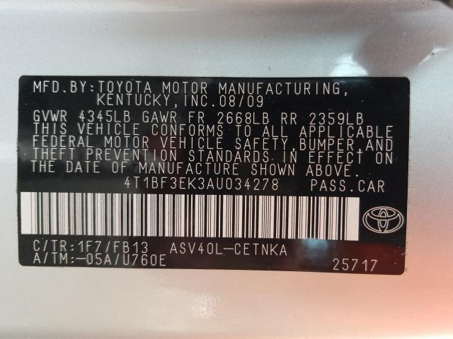 Photo 9 VIN: 4T1BF3EK3AU034278 - TOYOTA CAMRY BASE 