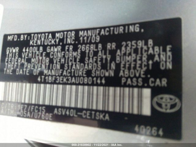 Photo 8 VIN: 4T1BF3EK3AU080144 - TOYOTA CAMRY 