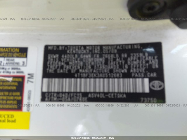 Photo 8 VIN: 4T1BF3EK3AU512683 - TOYOTA CAMRY 