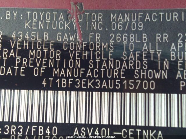 Photo 8 VIN: 4T1BF3EK3AU515700 - TOYOTA CAMRY 