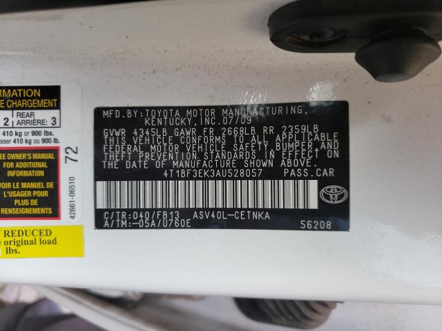 Photo 9 VIN: 4T1BF3EK3AU528057 - TOYOTA CAMRY 