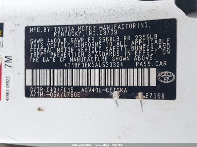 Photo 8 VIN: 4T1BF3EK3AU533324 - TOYOTA CAMRY 