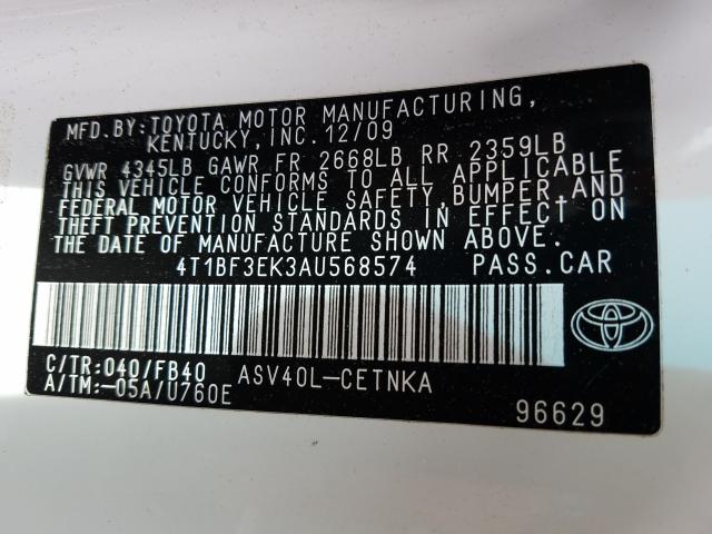 Photo 9 VIN: 4T1BF3EK3AU568574 - TOYOTA CAMRY 