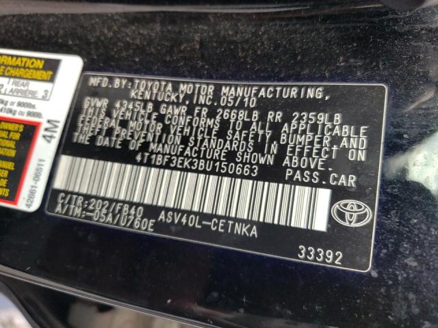 Photo 11 VIN: 4T1BF3EK3BU150663 - TOYOTA CAMRY 