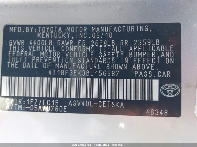 Photo 8 VIN: 4T1BF3EK3BU156687 - TOYOTA CAMRY 